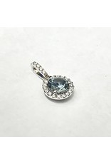 Montana Sapphire & Diamond Halo Pendant 14KW