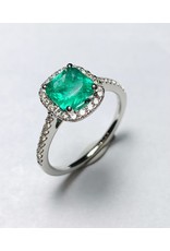 1.06ct Emerald & Diamond Ring 18KW