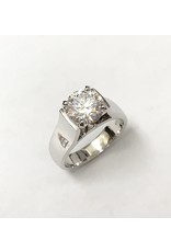 8.5mm Round Moissanite Ring 14KW