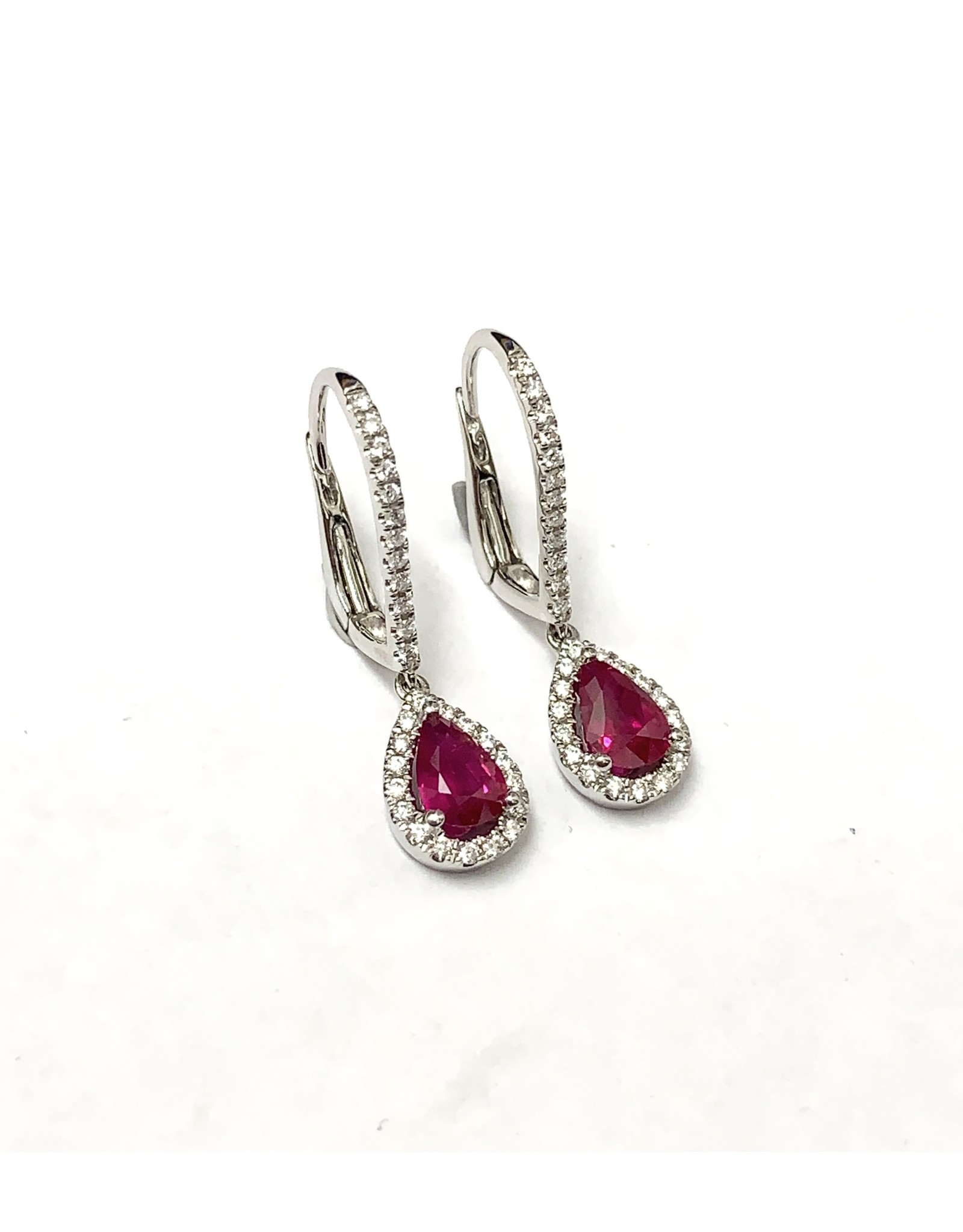 Drop Ruby & Diamond Earrings 18KW