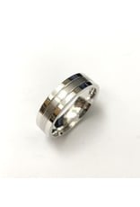 Satin Center Pipe Wedding Band 10KW