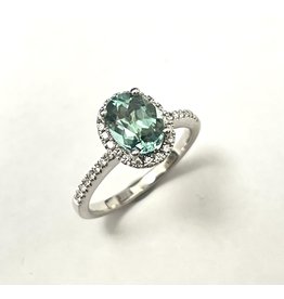 Green-Blue Tourmaline & Diamond Ring