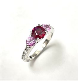 Custom Ruby, Pink Sapphire, and Diamond Ring