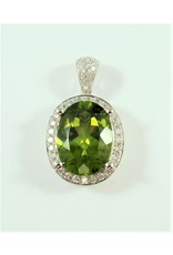 7.59ct Peridot & Diamond Pendant 18KW