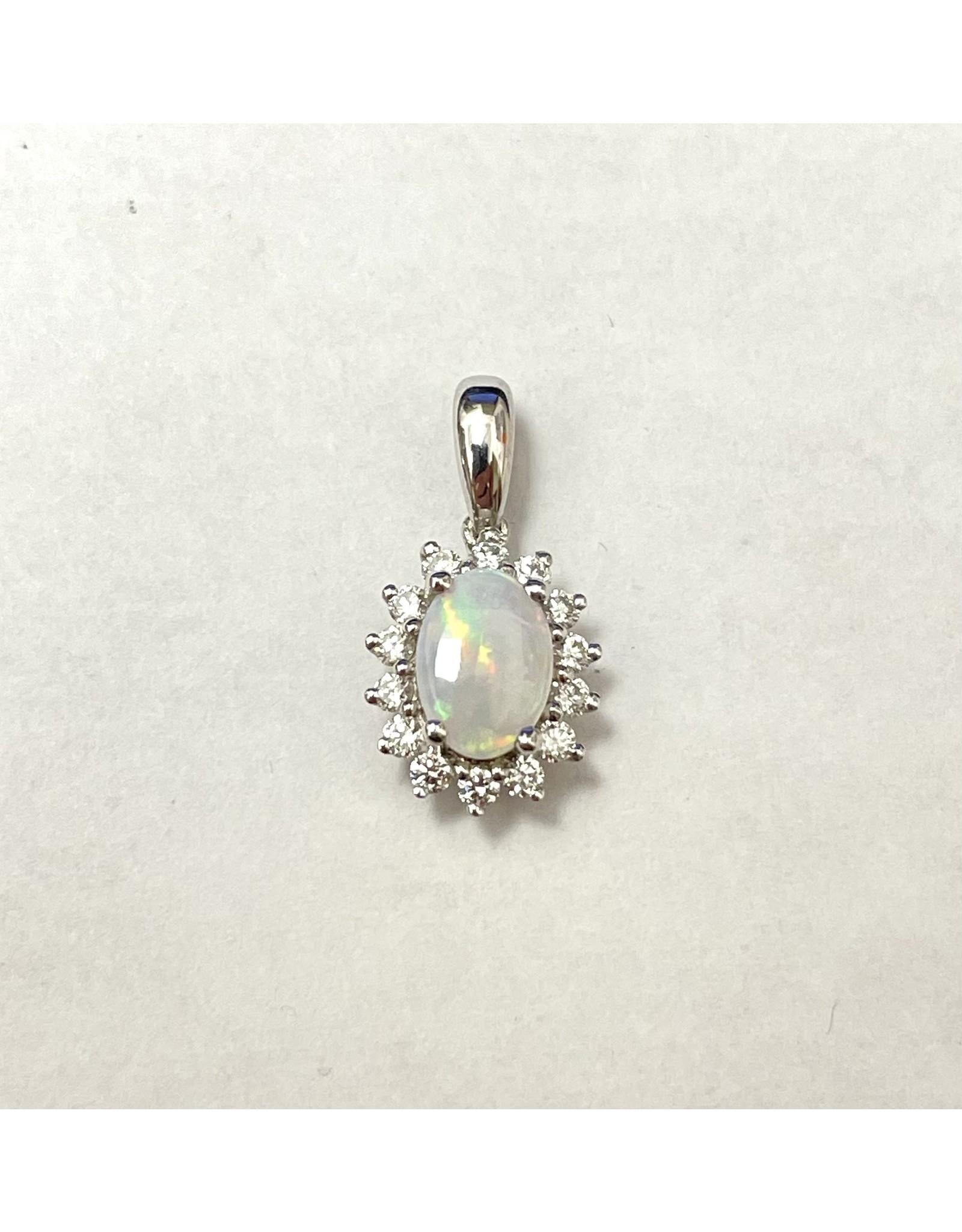 Opal & Diamond Pendant 14KW