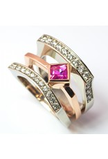 Pink Sapphire & Diamond Ring 14KWR Gold