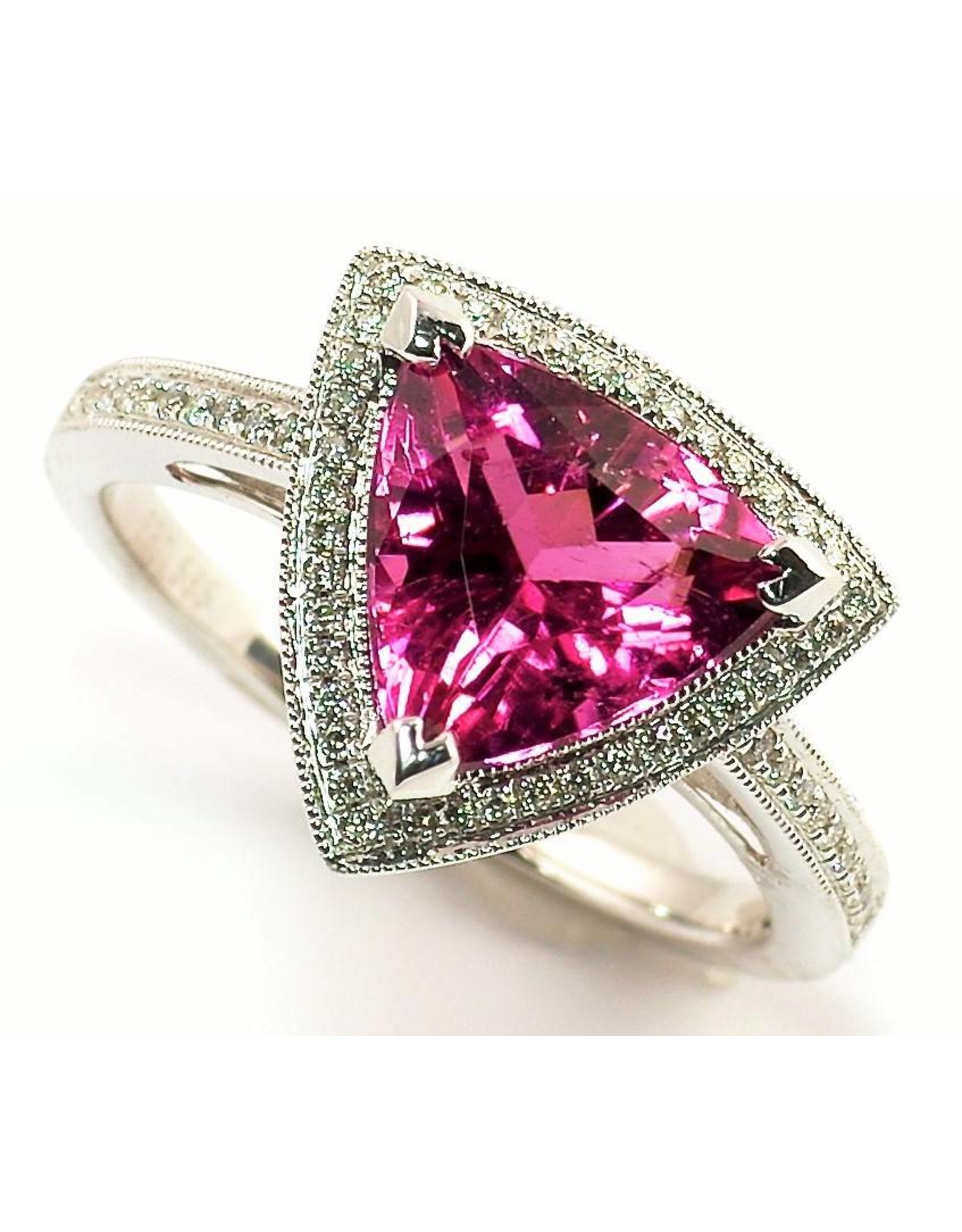 Rubellite Tourmaline & Diamond Ring  14KW