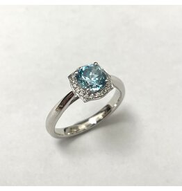 1.73ct Blue Zircon & Diamond Ring