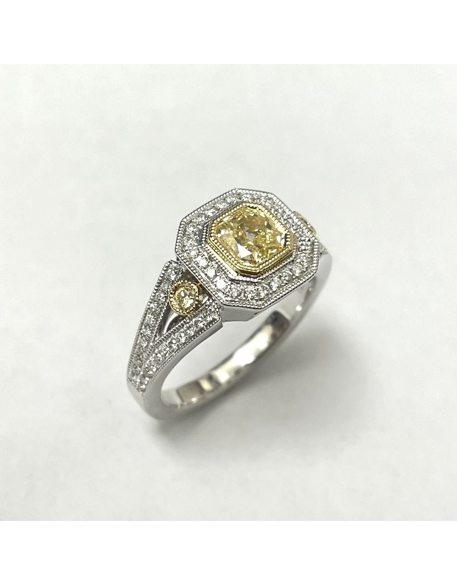 Natural Fancy Yellow & White Diamond Ring 18KYW