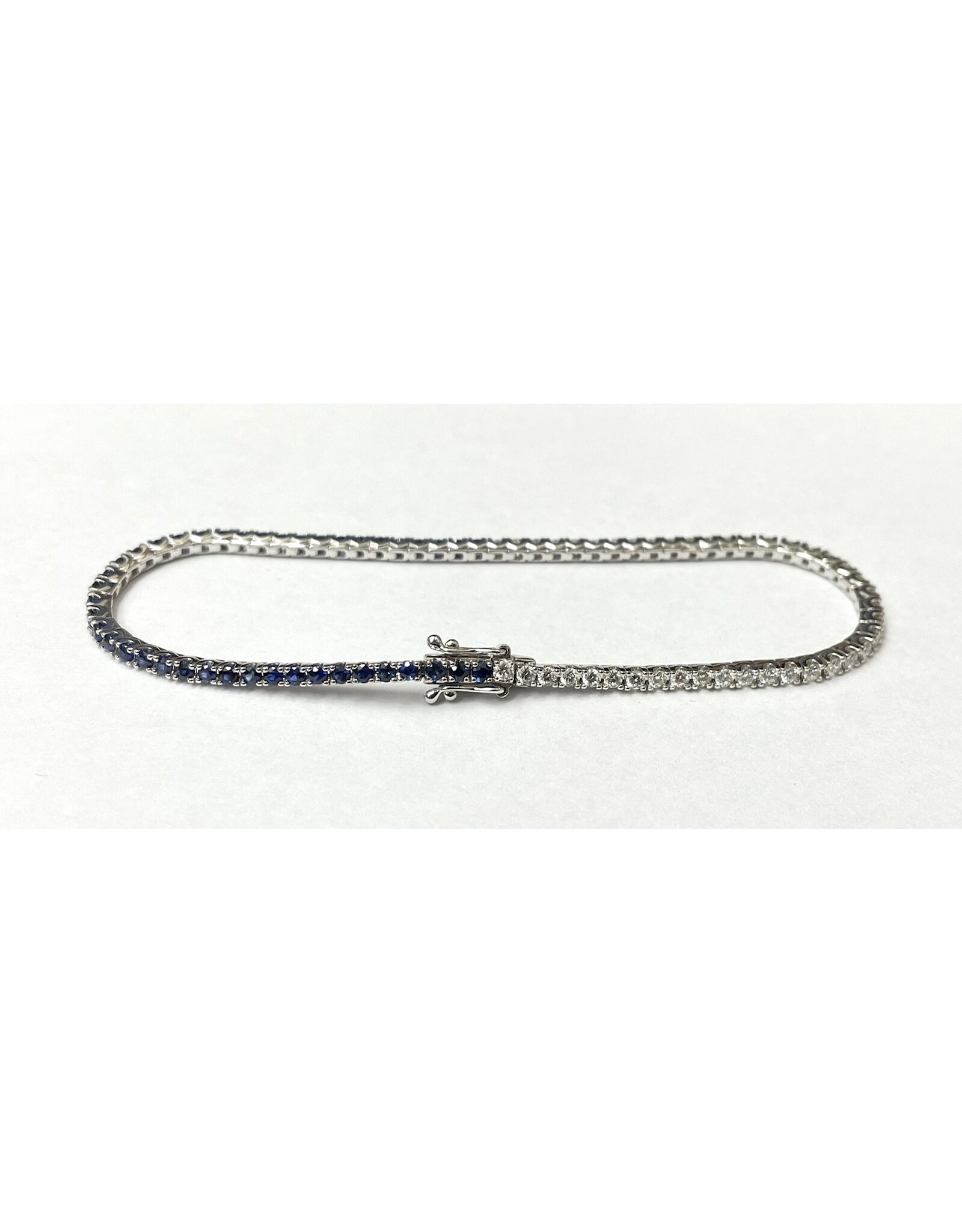 Sapphire & Diamond Tennis Bracelet 14KW