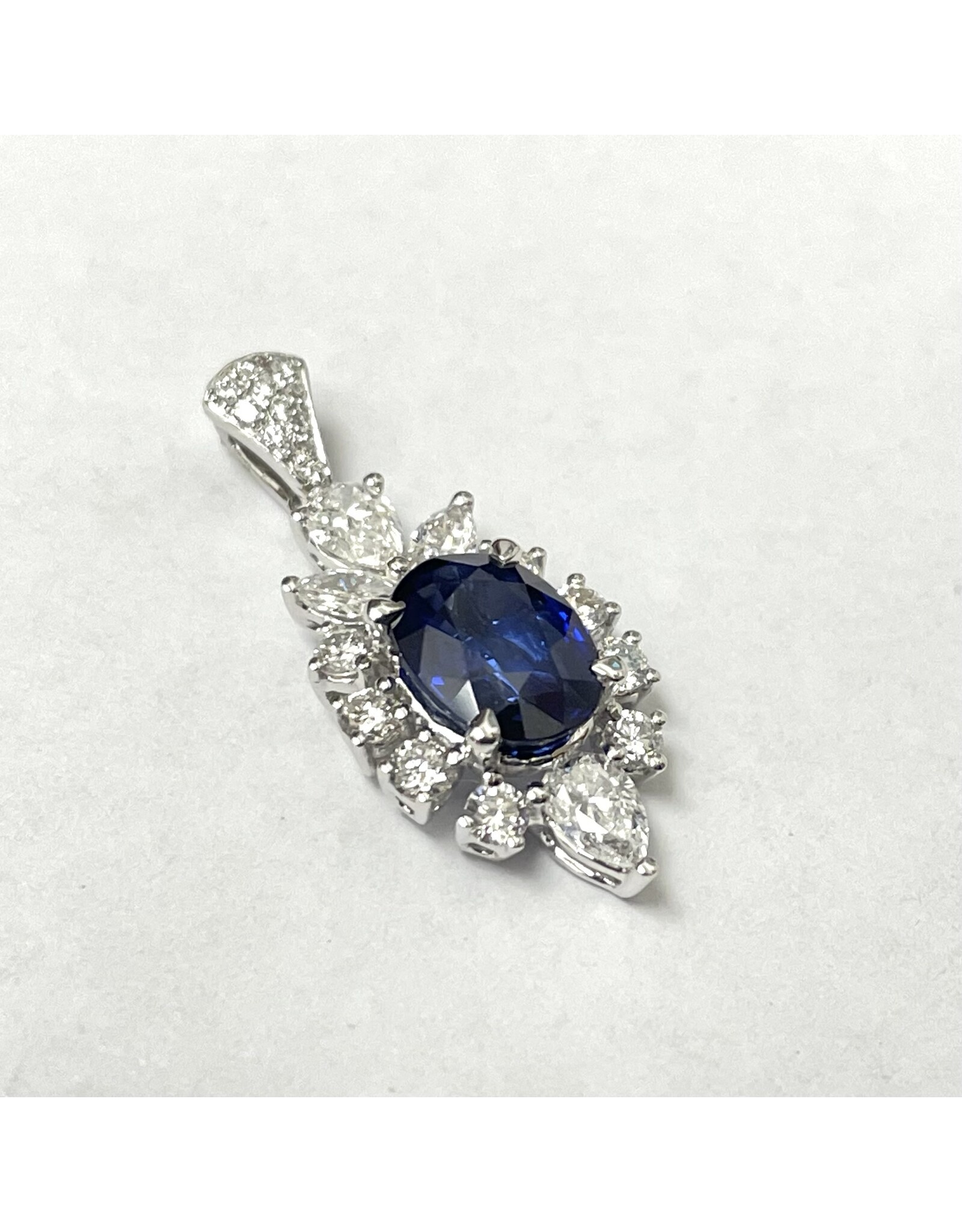 1.79ct Sapphire & Diamond Pendant 18KW