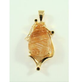 Custom Rutilated Quartz & Diamond Pendant