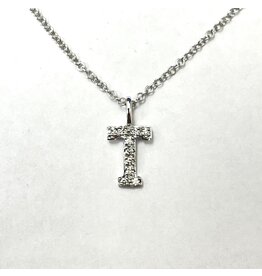 Initial "T" Diamond Pendant