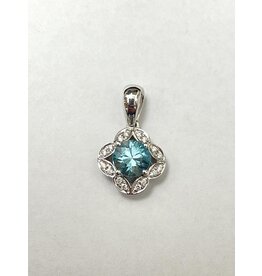 Blue Zircon & Diamond Pendant