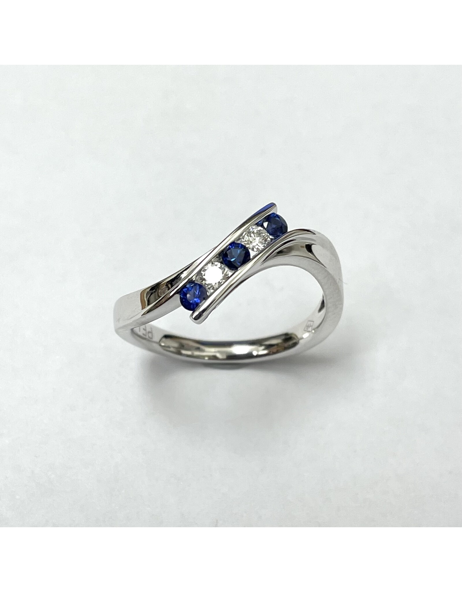 Channel Set Sapphire and Diamond Ring 18KW
