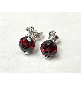 Garnet & Diamond Studs