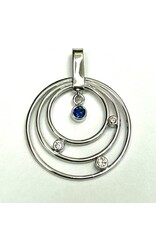Concentric Circles Sapphire & Diamond Pendant 10KW
