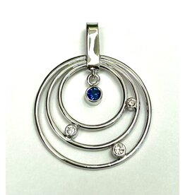Concentric Circles Sapphire & Diamond Pendant