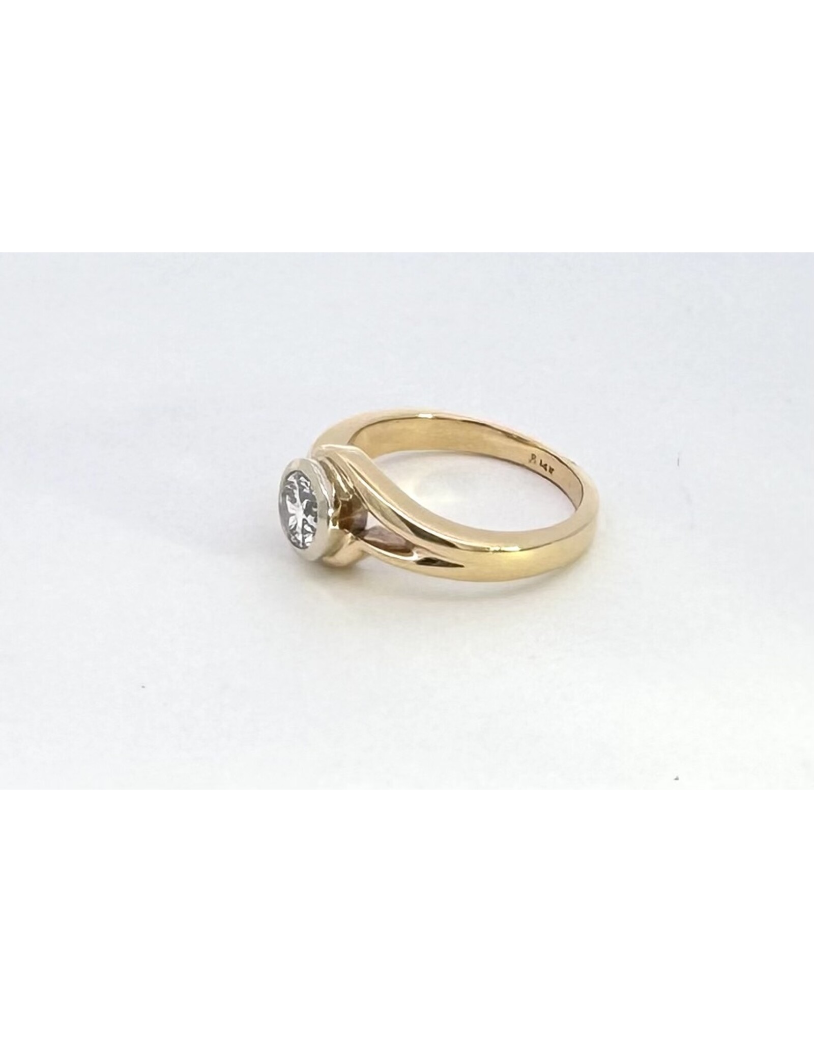Bezel Set Solitaire Semi-Mount Ring 14KWY