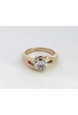 Bezel Set Solitaire Semi-Mount Ring 14KWY