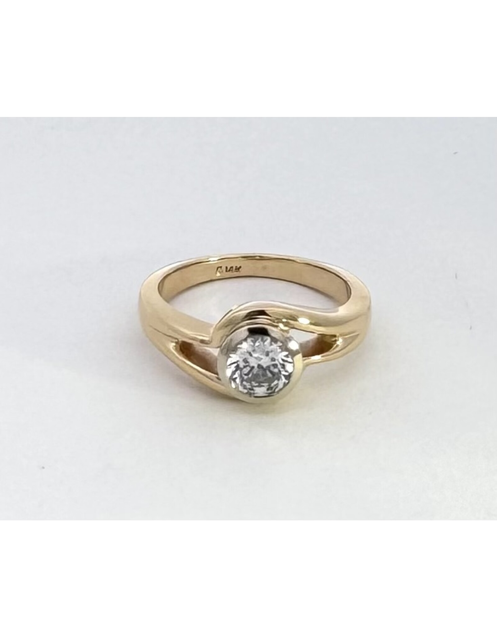 Bezel Set Solitaire Semi-Mount Ring 14KWY