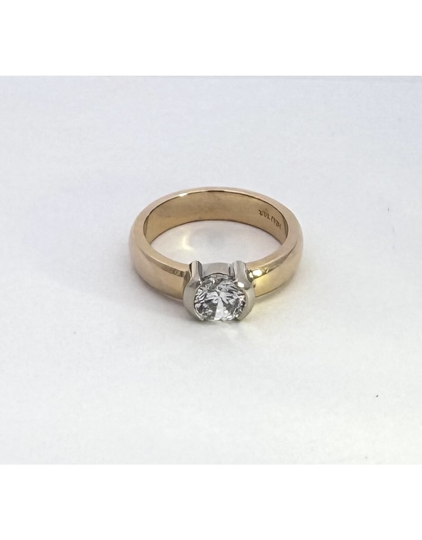 Semi-Bezel Set Solitaire Semi-Mount Ring 14KYW