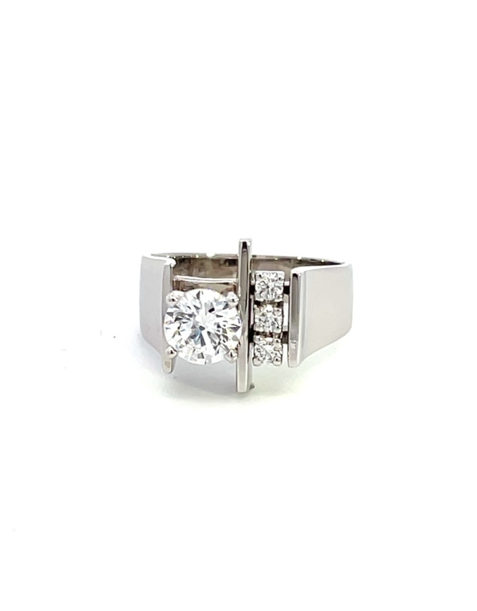 Vertical Bar Diamond Semi-Mount Ring 14KW