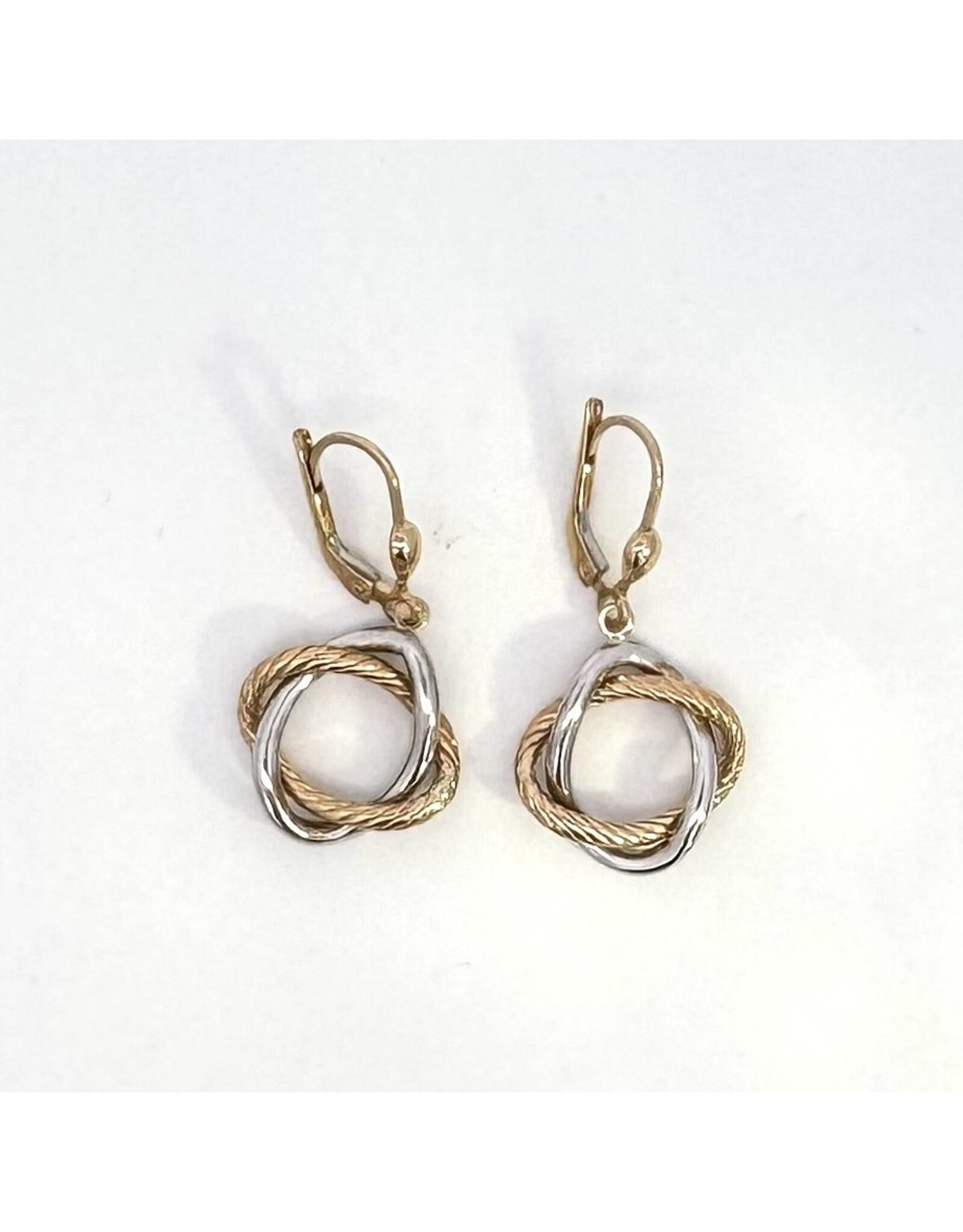 2 Tone Intertwined Circle Drop Earrings 10KWY