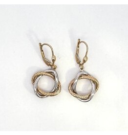 2 Tone Intertwined Circle Drop Earrings