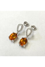 Citrine & Diamond Earrings 14KW
