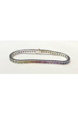 Rainbow Sapphire Tennis Bracelet 14KW