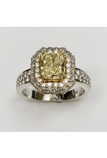 18KW Yellow Diamond Halo Ring (2.17ctw)