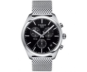 Pr 100 chronograph silver dial mesh bracelet men's watch discount