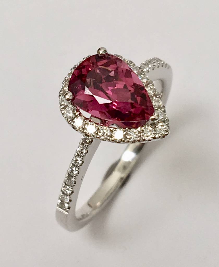 Pink Tourmaline & Diamond Ring 14KW - Forest of Jewels