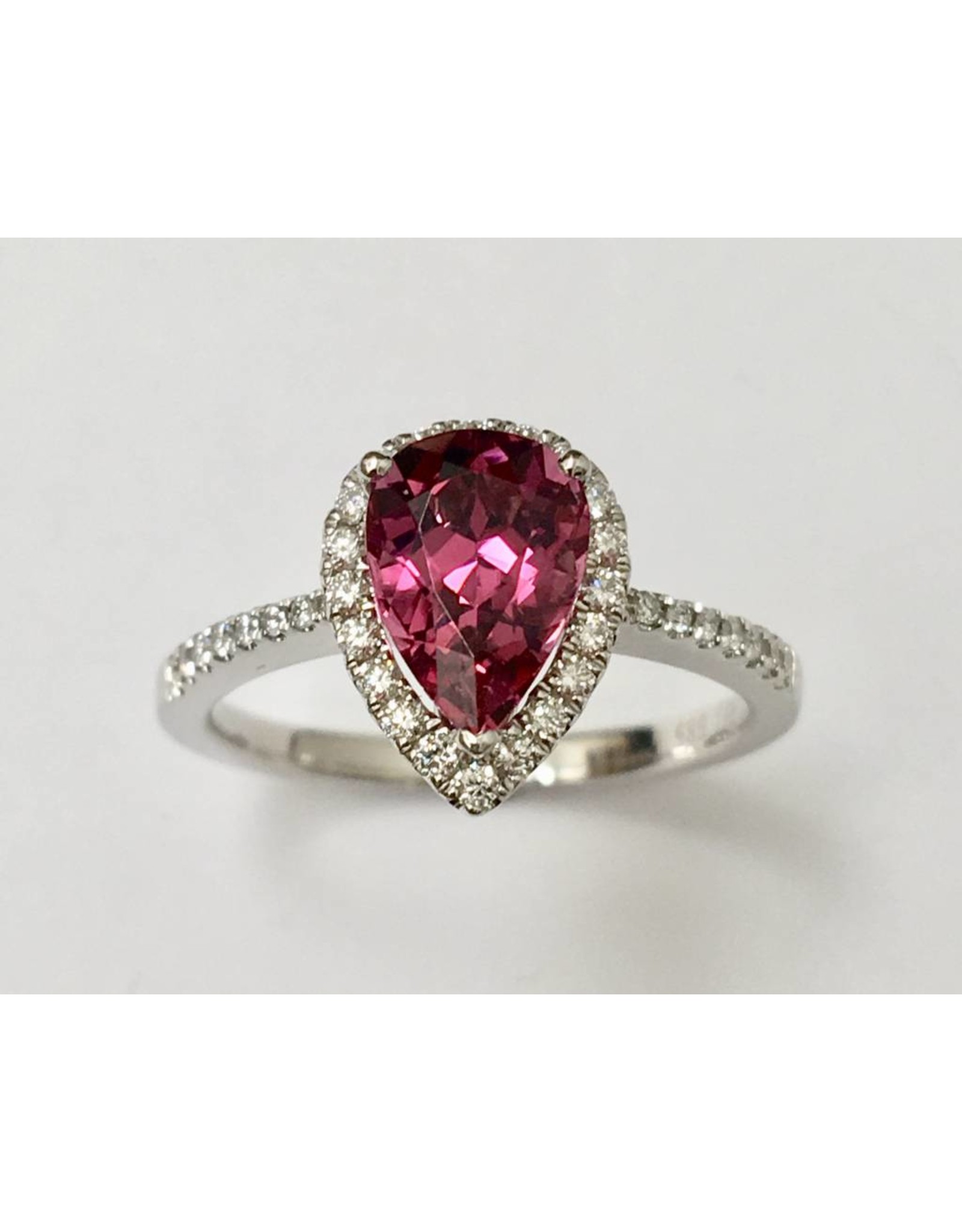 Pink Tourmaline & Diamond Ring 14KW