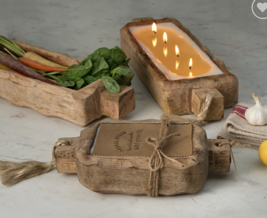 Himalayan Small Grapefruit Pine Driftwood Candle Tray