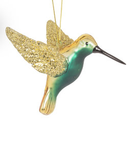 Hummingbird w/ Glitter 4" glass Ornament