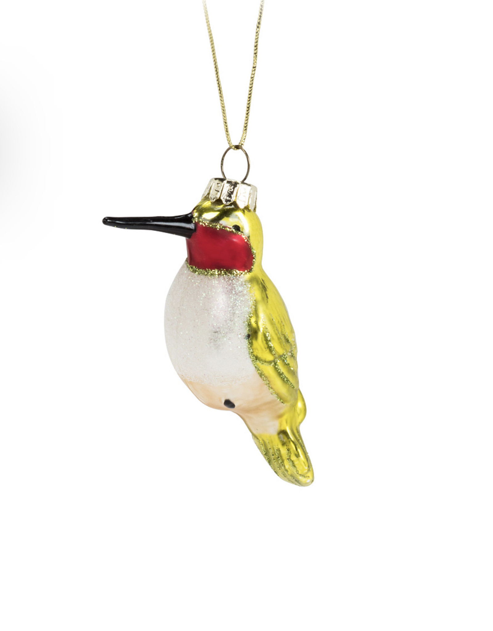 Green Hummingbird 4" Glass Ornament