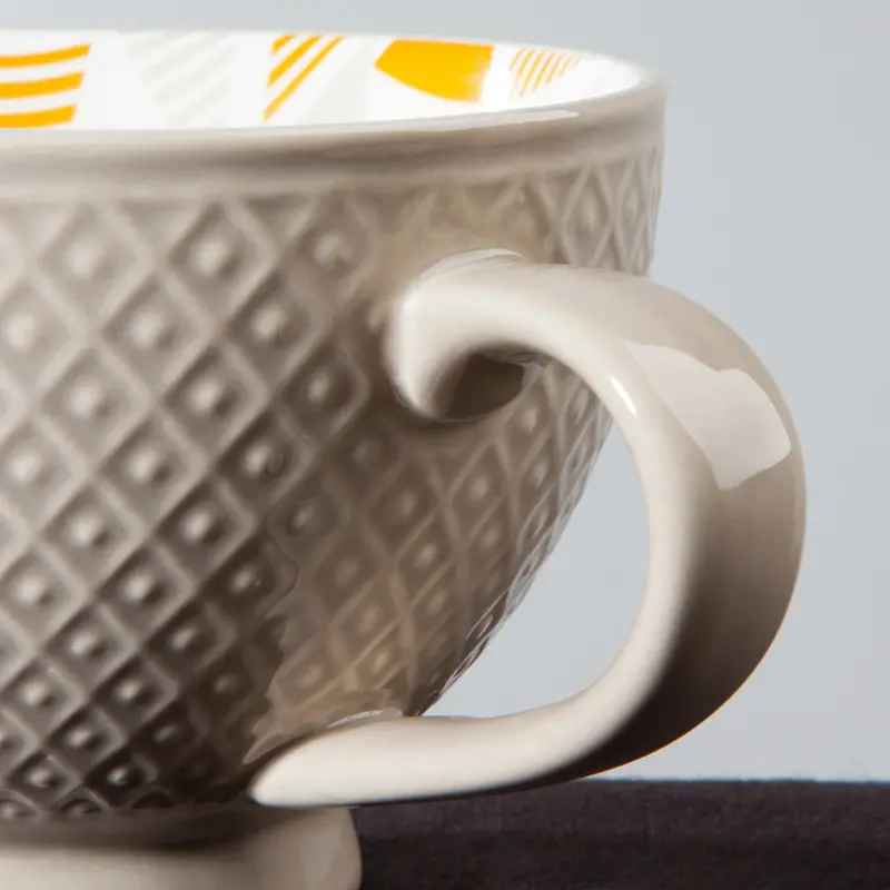 Danica Taupe Stamped Latte Mug