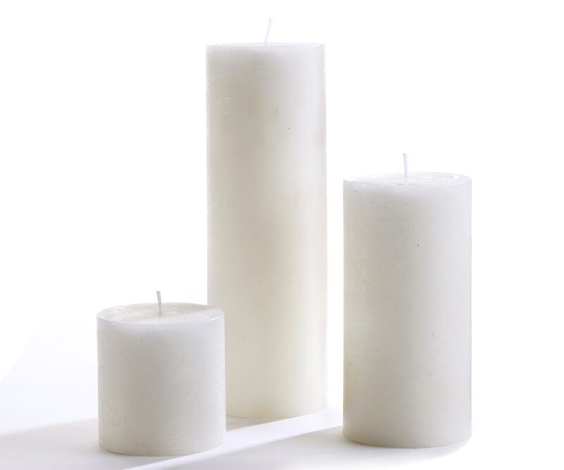 White Rustic Pillar Candle 9"