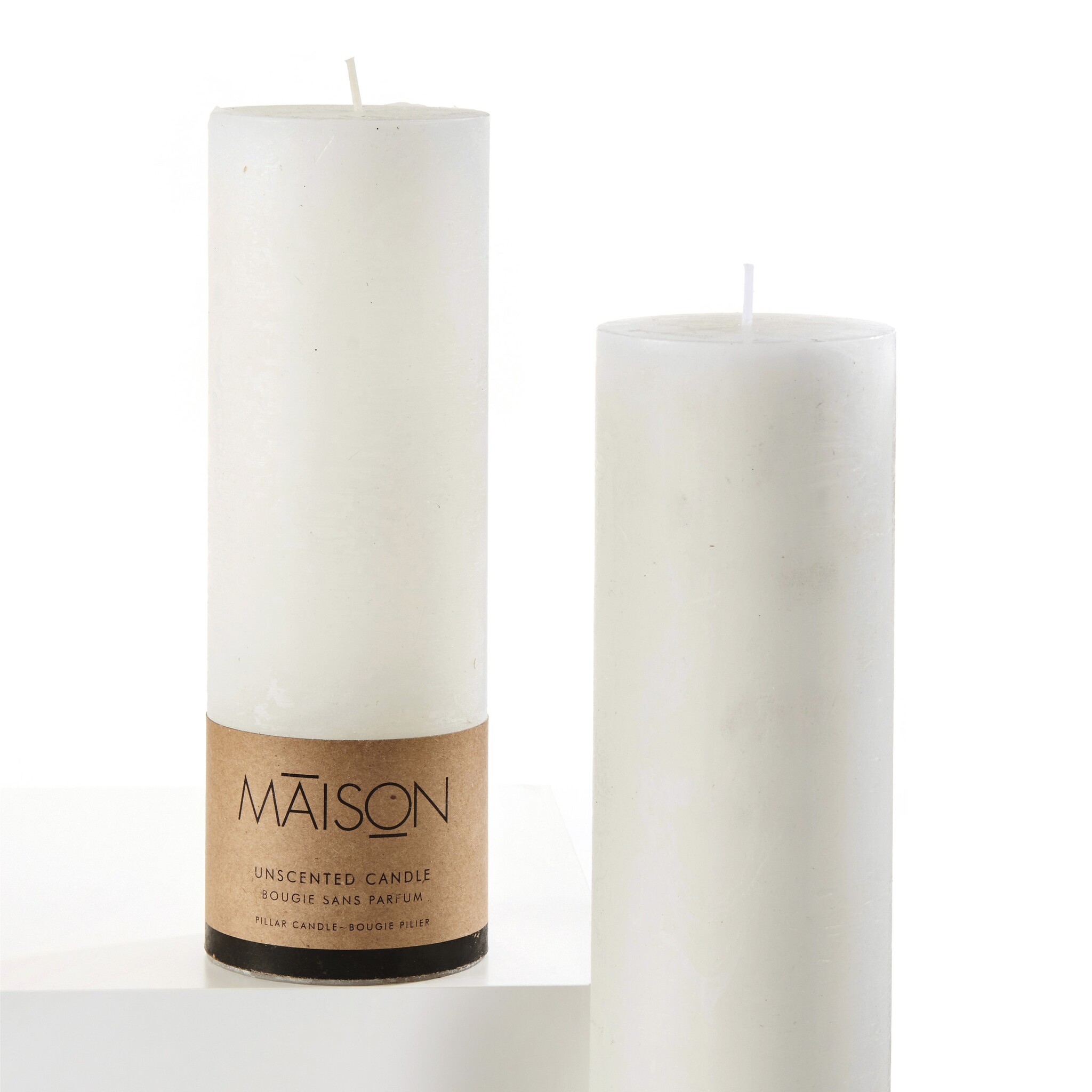White Rustic Pillar Candle 9"