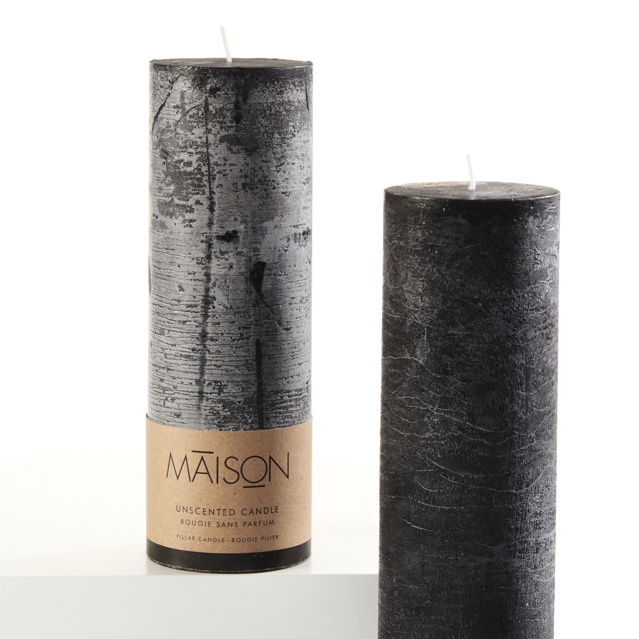 Black Rustic Pillar Candle 9"