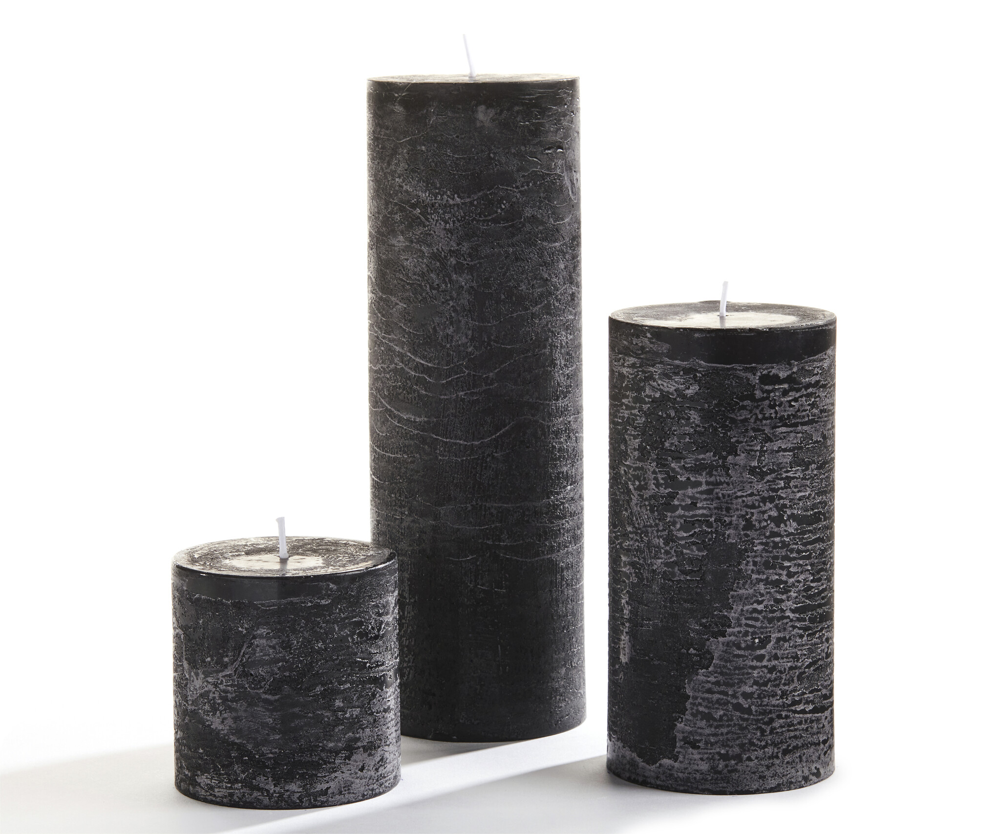 Black Rustic Pillar Candle 9"