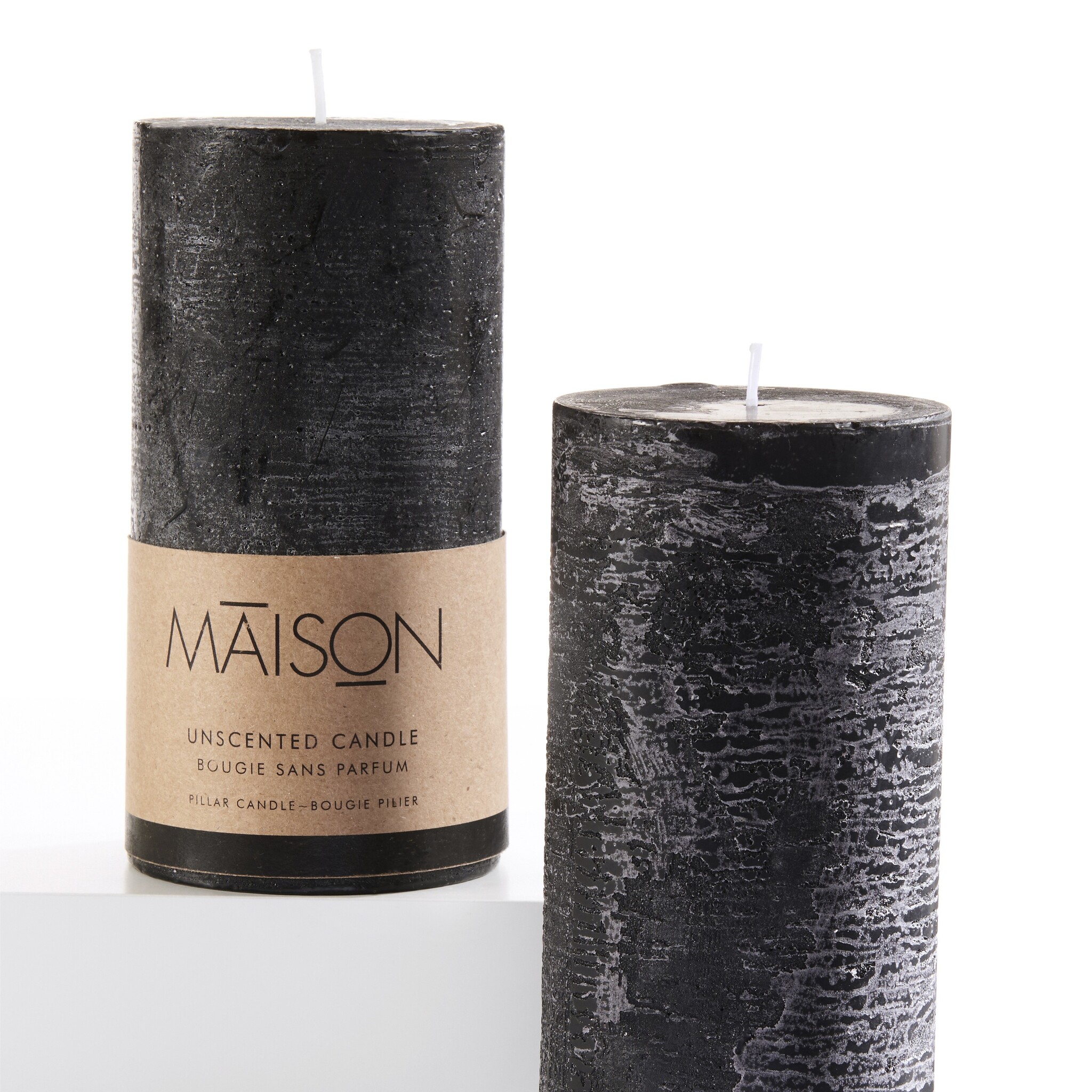 Black Rustic Pillar Candle 6"