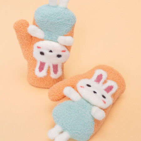 Dancing Bunny Coral Mittens