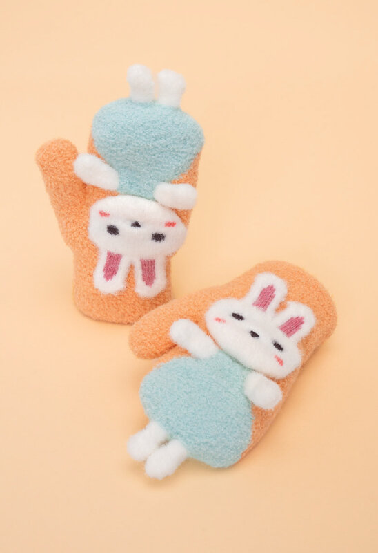 Dancing Bunny Coral Mittens