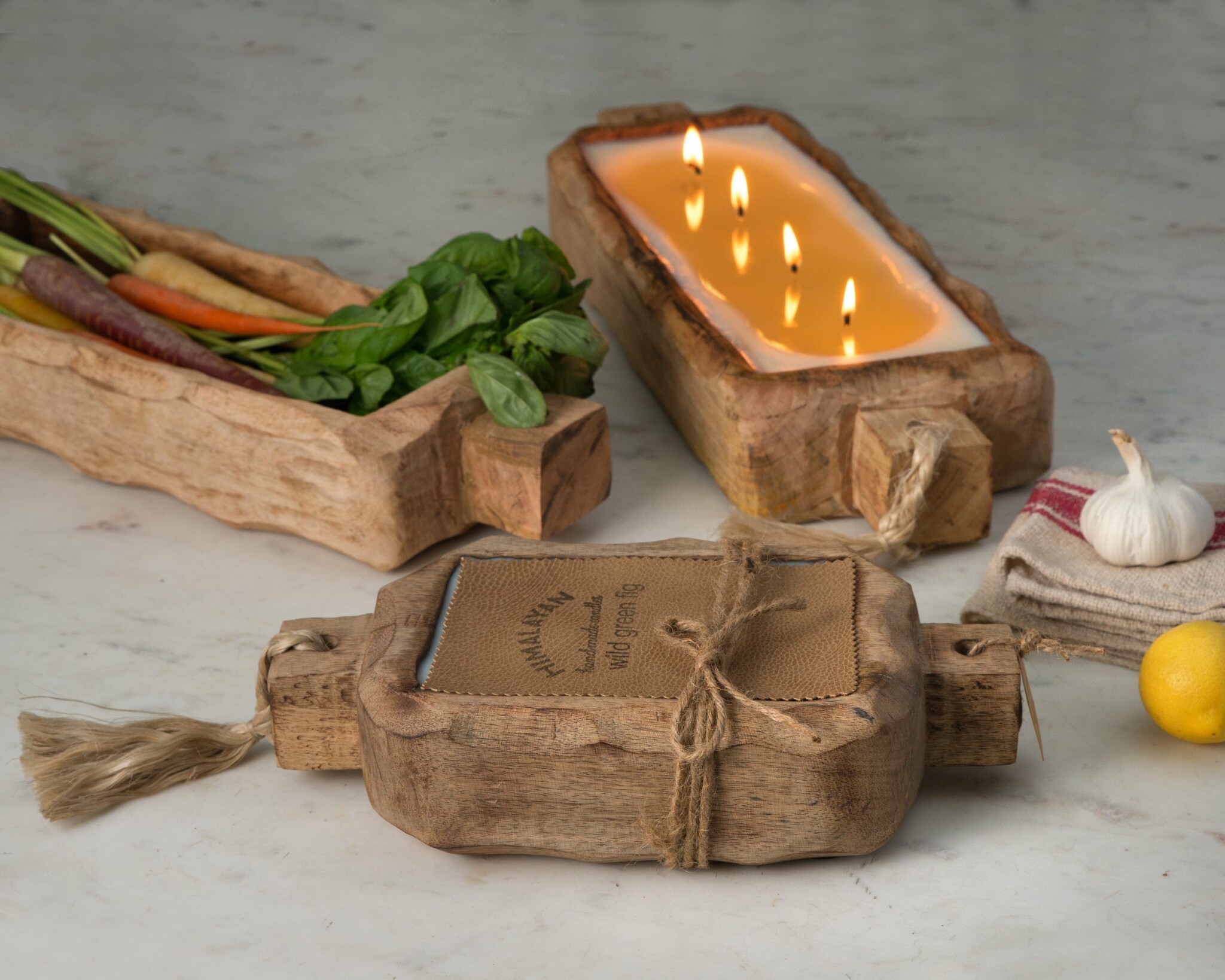 Himalayan Small Tobacco Bark Driftwood Candle Tray