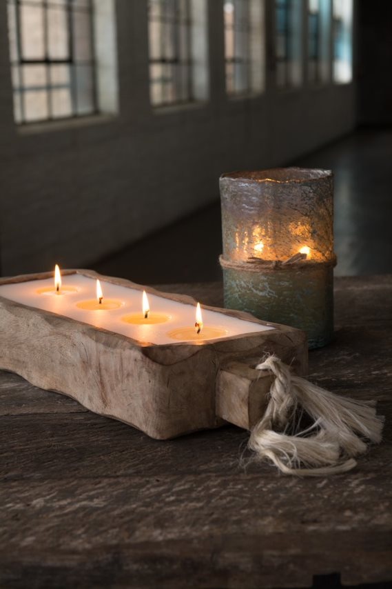 Large Tobacco Bark Driftwood Candle Tray
