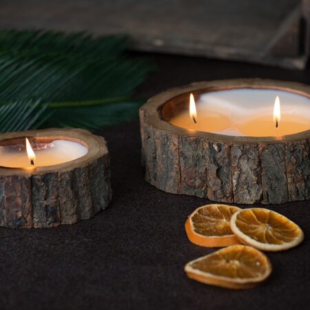 Medium Bourbon Vanilla Irregular Tree Bark Candle