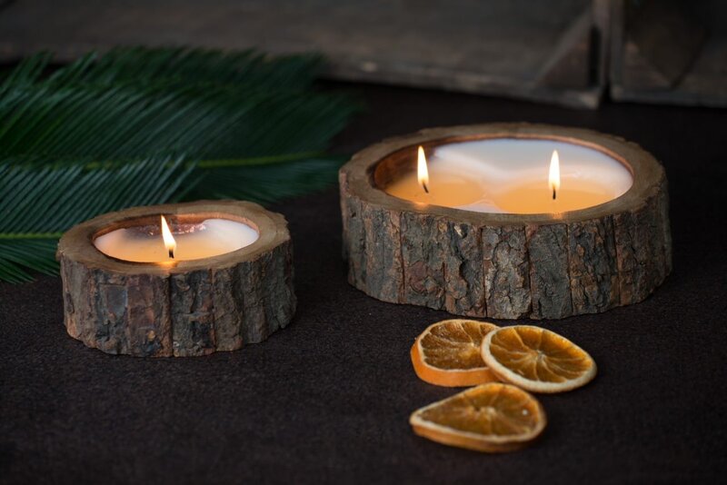 Medium Bourbon Vanilla Irregular Tree Bark Candle